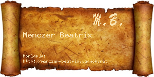 Menczer Beatrix névjegykártya